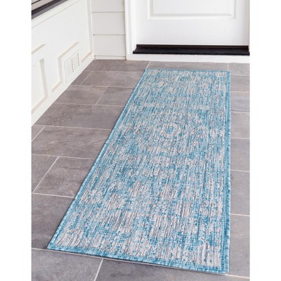 Unique Loom 2' 0 X 6' 1 Runner Indoor/outdoor Traditional Light Aqua ...