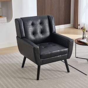 CENGHU Leather Material Ergonomics Accent Chair, Modern Upholstered Living Room Chair With Black Legs, for Indoor Home - 1 of 4