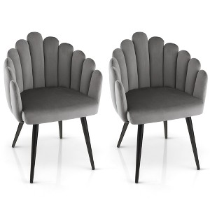 Costway Dining Chair Set of 2 Velvet Upholstered Modern Accent Arm Chairs Living Room - 1 of 4