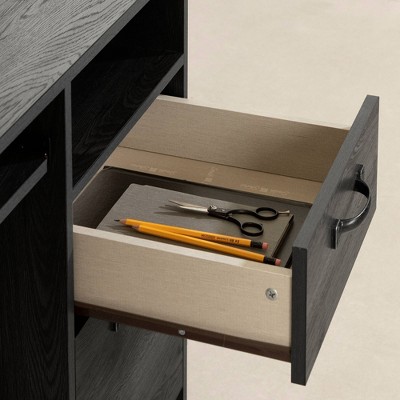 Gray Oak Farmhouse-Style Computer Desk with Ergonomic Design and Storage