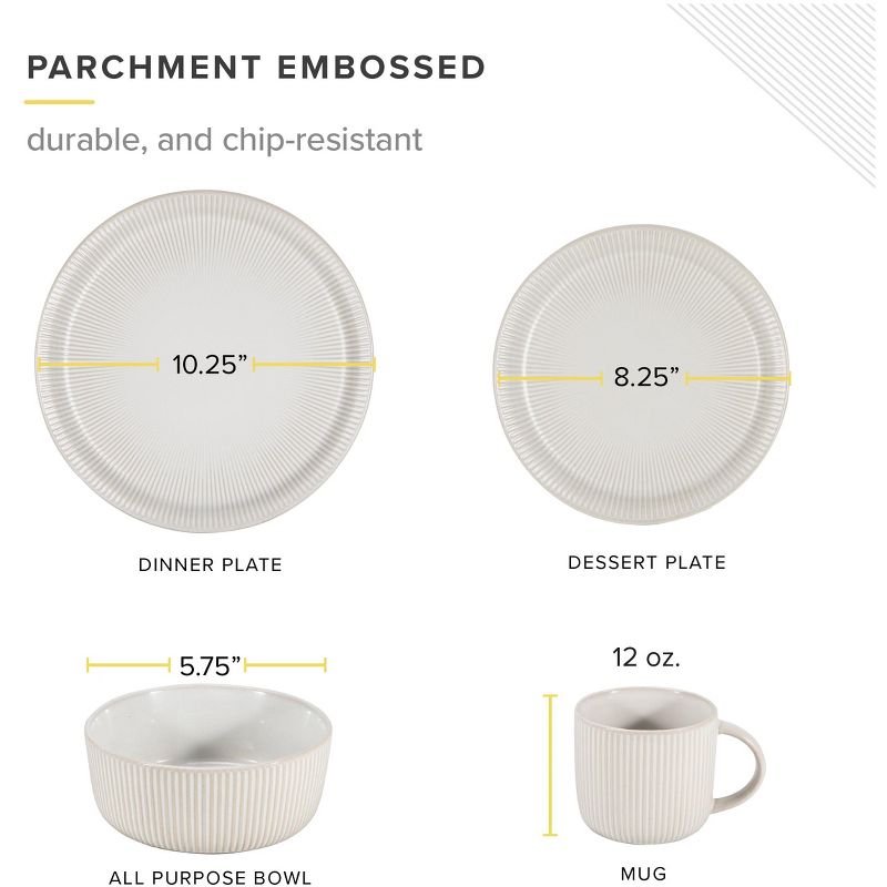 TABLE 12 Dinnerware Set 16 Pc Microwave and Dishwasher Safe, White, 5 of 8