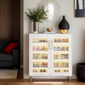 Hommoo Shoe Cabinet with Acrylic Doors and LED Light - 1 of 4