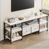 Homhougo 63" Modern-Industrial TV Stand with 2 Fabric Drawers, Entertainment Center for TVs Up to 65" White - 2 of 4