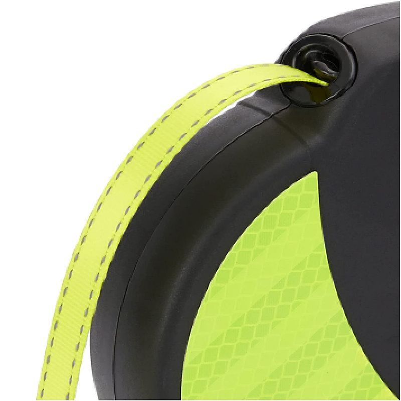 DDOXX 13.1 ft Retractable Small Dog Leashwith Strong Reflective Nylon Strips and Break & Lock System - Black & Yellow, 3 of 7