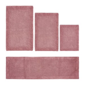 Edge Bath Rug 100% Premium Cotton Ultra-Soft Water Absorbent Tufted Solid Reversible 4 Piece Bathroom Rug Set for Machine Washable Bathmat - 1 of 2