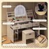 Racxily 47.2" Makeup Vanity with Mirror & Light, 3 Drawers with Storage Stool & Organizers for Bedroom, White - 4 of 4