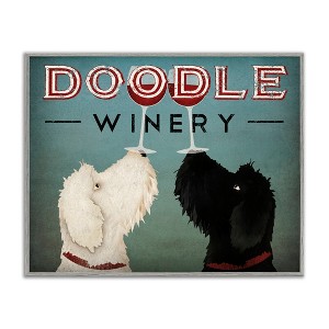 Stupell Industries Antique Winery Dogs Sign Framed Giclee Art, Gray, 14" x 11" - 1 of 4