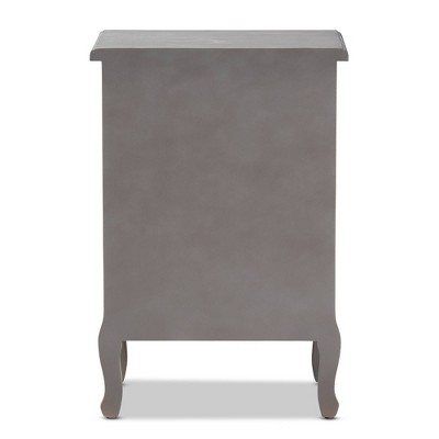Gray Fir and Engineered Wood 3-Drawer Nightstand with Cabriole Legs