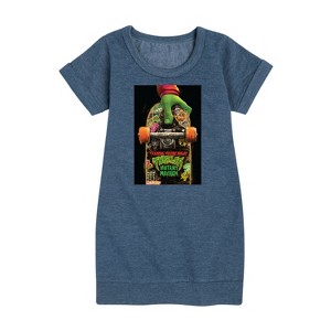 Girls' - Teenage Mutant Ninja Turtles - Mutant Mayhem Graphic Short Sleeve Fleece Dress - 1 of 4