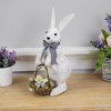 Northlight Rustic Rabbit with Easter Basket Standing Figure - 14" - Brushed White - image 2 of 4