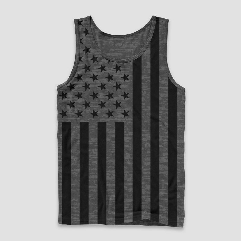 Men&#39;s USA Vertical Flag Tank Top - Charcoal Gray, 1 of 4