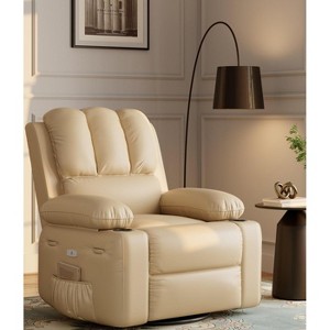 Oversized Electric Recliner Chair with Massage & Heat - 360° Swivel Rocker Power Recliner, Extra Wide 27" Recliner Chair with 1.5X Sponge - 1 of 4