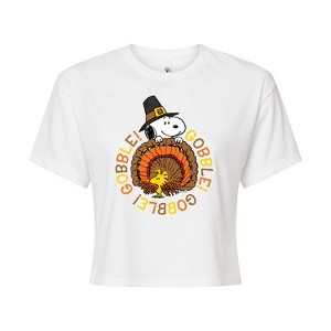 Women's - Peanuts - Gobble Gobble Cropped Graphic T-Shirt - 1 of 4