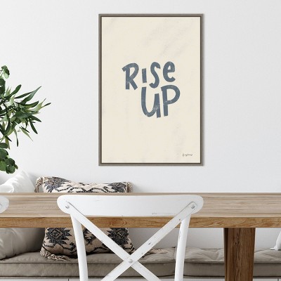 Rise Up II Neutral Canvas Quote Print with Gray Frame