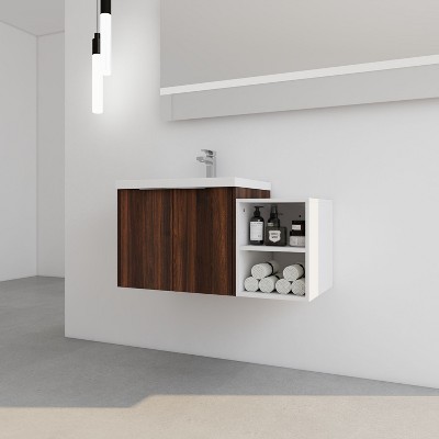 NicBex Floating Bathroom Vanity with Sink,Bathroom Sink Vanity with Soft Close Doors,Modern Bathroom Sink Cabinet for Bathroom,Oak/Walnut