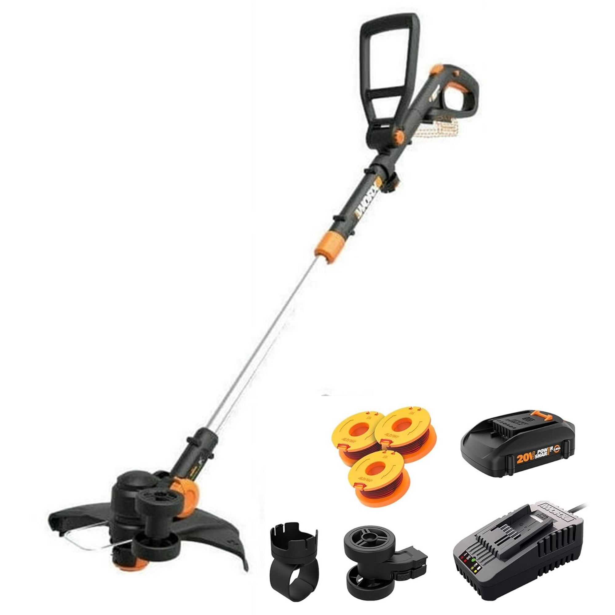 Worx WG170.2 20V PowerShare Cordless 12" Grass and Weed String Trimmer and Edger with Battery and Charger