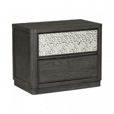 Royal Hampton Nightstand, 2 Drawers, USB Ports, Metal Accents