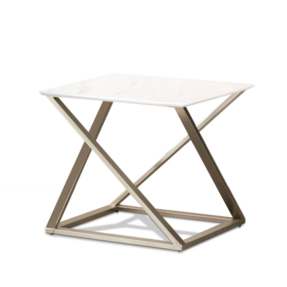 Photos - Coffee Table Zurich Square End Table White/Chrome - Steve Silver Co.