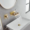 BWE Widespread Waterfall Single Handle Wall Mounted Bathroom Faucet in Brushed Gold - 3 of 4