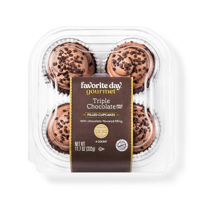 Triple Chocolate Filled Cupcakes - 11.7oz/4ct - Favorite Day™