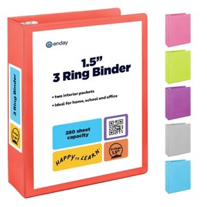 3 Ring Binder Clear View Cover with 2 Inside Pockets, Colored School Supplies Office and Home Binders – by Enday - 1 of 4