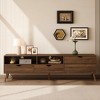 70.8 Inch Natural TV Stand with 2 Drawers 1 Drop-down Door Media Console Table for TVs up to 80 Inches for Living room Bedroom - 3 of 4