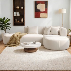 Modern 107.5'' L-Shaped Chenille Sectional Sofa with 4 Cushions, Wide Stitching Design, No Assembly Required - 1 of 4