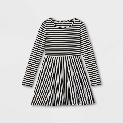 Girls' Printed Long Sleeve 100% Cotton Knit Dress - Cat & Jack™