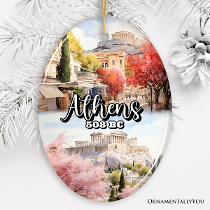 Athens Acropolis Historical Landmarks Ornament, Greek Artistic Heritage Christmas Gift and Travel Souvenir| OrnamentallyYou - 1 of 4