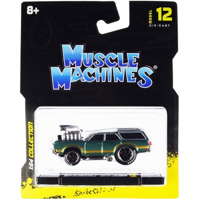 1970 Oldsmobile Vista Cruiser 442 Green Metallic with Gold Stripes 1/64 Diecast Model Car by Muscle Machines