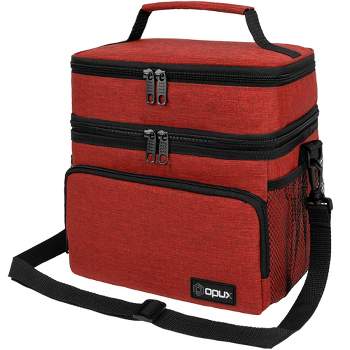Opux Insulated Lunch Box Adult Men Women, Thermal Cooler Bag Kids Boys Girls Teen, Soft Compact Reusable Small Work School Picnic (Red, One Size)