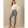 Allegra K Women's Plaid Tartan High Waisted Button Casual Pants - 3 of 4