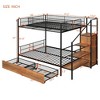 NicBex Twin Over Full Metal Bunk Bed,Versatile Loft Bed with Lateral Storage Ladder and Wardrobe for Bedroom,Black/White - 3 of 4