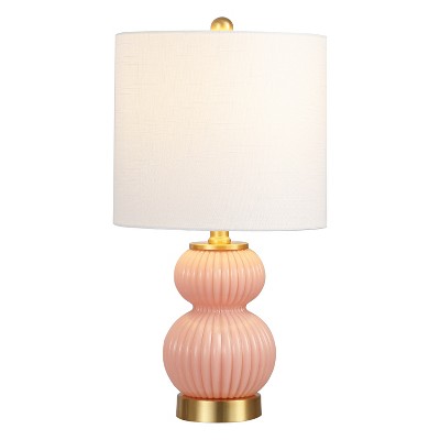 JONATHAN Y Daphne Contemporary Transitional Metal/Glass Ribbed Gourd LED Table Lamp