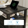 Dyonery Farmhouse Nightstand 18" White End Table with Charging Station & 2 Drawers, Rustic Bedside Table with Storage Shelf for Bedroom - 2 of 4
