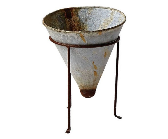 Metal Cone Shaped Planter with Stand Silver 10.5" 2pk - 3R Studios