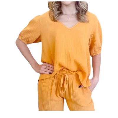 Women's V-Neck Puff Sleeve Top - STARKx