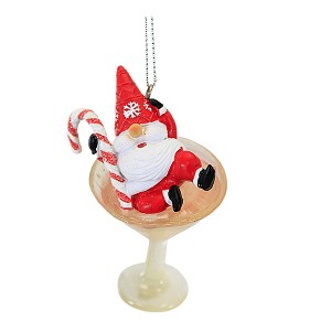 3.25 In Gnome Santa Martini Cherry Peppermint Tree Ornaments - 1 of 3