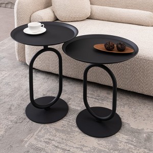 MAYEERTY 21.3''H Lantern-Shaped Metal End Table, Small Round Side Table, Modern Coffee Drink Cocktail Table for Living Room Corners Small Spaces - 1 of 4
