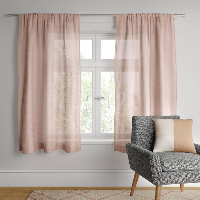 1pc 54&#34;x84&#34; Sheer Richter Clipped Window Curtain Panel Blush - Project 62&#8482;, 3 of 7