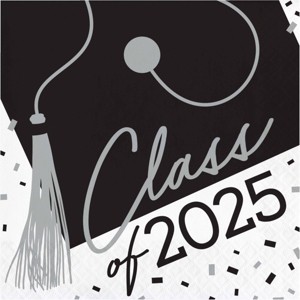 Creative Converting Class of 2025 Graduate White Paper Napkins 108ct - 1 of 3