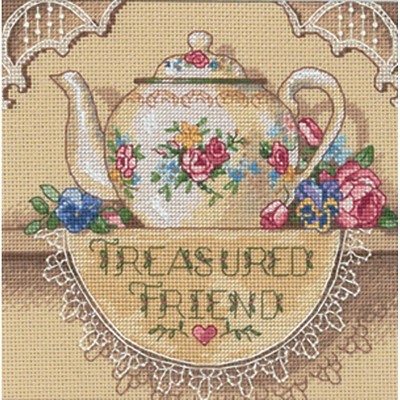 Dimensions Gold Petite Counted Cross Stitch Kit 6"X6"-Treasured Friend Teapot (18 Count)