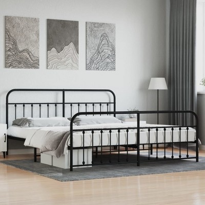 vidaXL Metal Bed Frame with Headboard and Footboard Black 76 in.x79.9 in. King