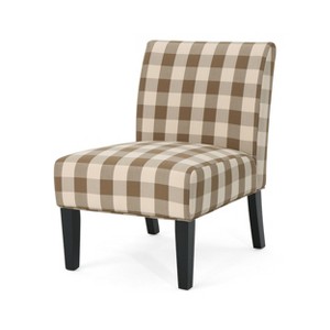 Kassi Farmhouse Accent Chair Brown Checkerboard - Christopher Knight Home