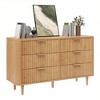 Modern 6 Drawer Dresser with Waveform Fluted Panel Wider Closet Dressers Chest of Drawers Wood Storage Dresser Organizer for Living Rooms - 2 of 4