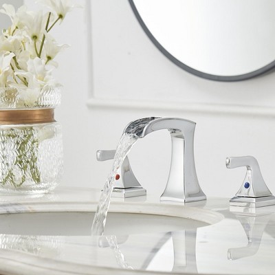 Polished Chrome 8-Inch Widespread 2-Handle Waterfall Bathroom Faucet