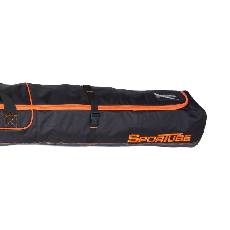 Sportube Traveler 6 Foot Single Pair Ski & Pole Airline Luggage Bag with Padding and PVC Coating, Fits All Ski Types, Black/Orange, 5 of 7
