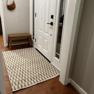 3'x5' Checkered Stripe Rug Brown - Threshold™ Designed With Studio ...