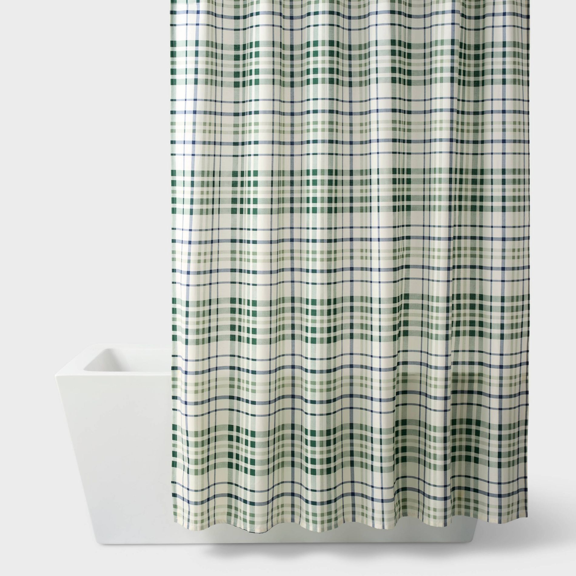 Plaid Dorm Shower Curtain Green/Blue - Room Essentials™