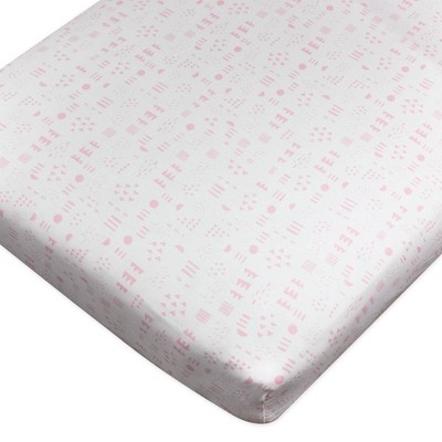 Image of Honest Baby Organic Cotton Fitted Crib Sheet - Pattern Play White/Pink
